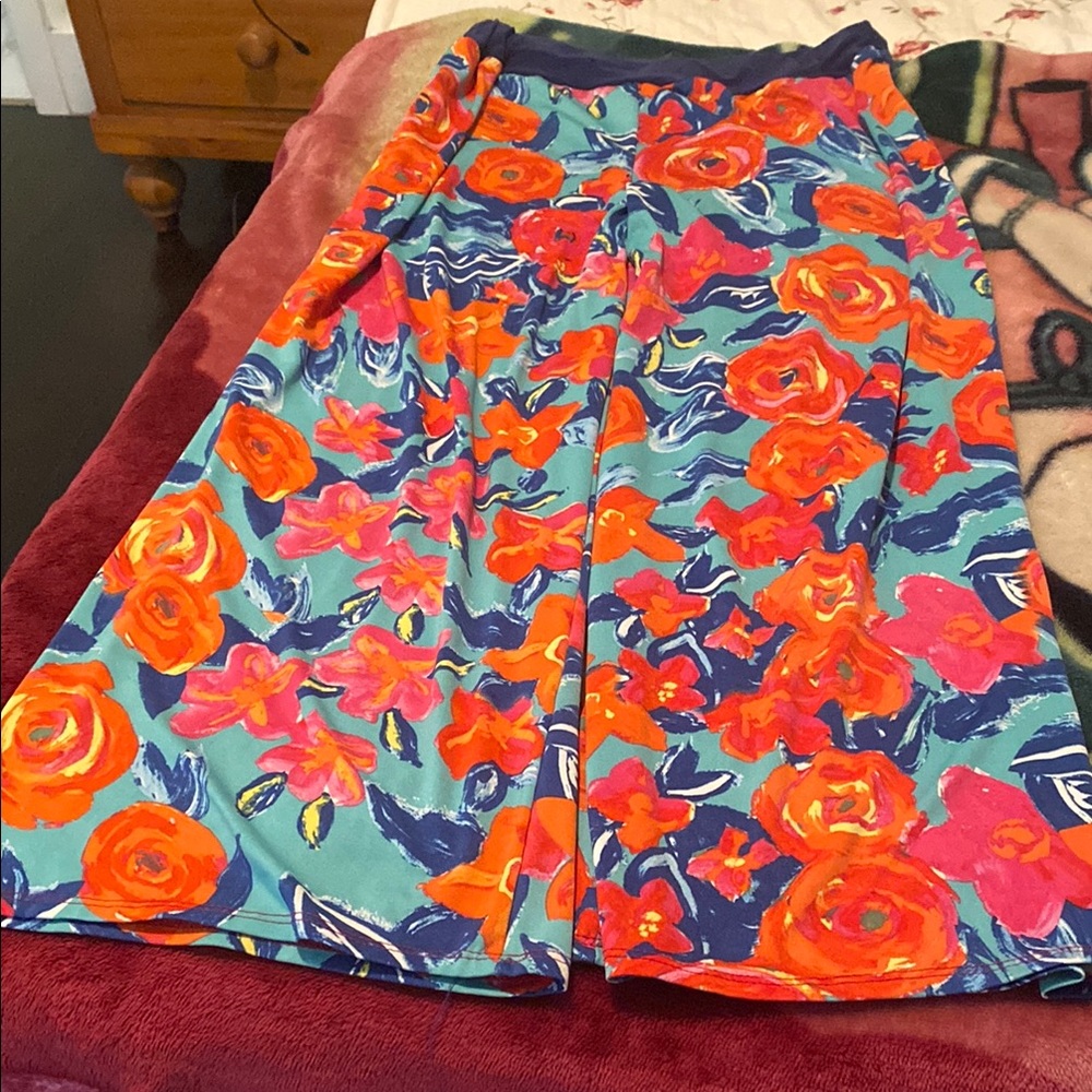 Ashley Blue Vibrant Floral A-Line Skirt
